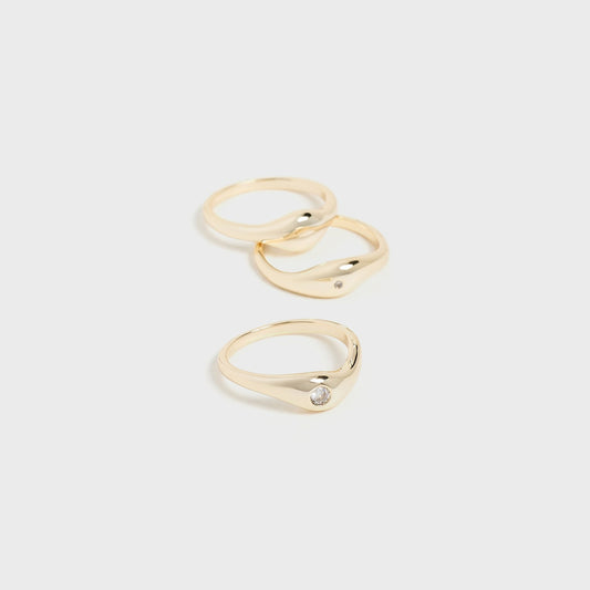 Women Kith SHASHI Delphine Solitaire Ring Set - Gold