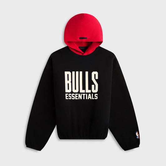 Men Kith Essentials Bulls Core Fleece Pull Over Hoodie - Black / Red