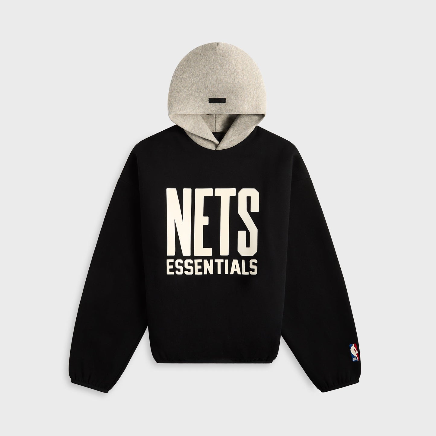 Men Kith Essentials Nets Core Fleece Pull Over Hoodie - Black / Warm Heather