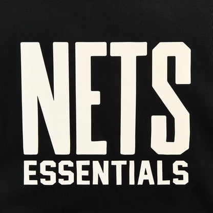 Men Kith Essentials Nets Core Fleece Pull Over Hoodie - Black / Warm Heather
