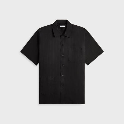 Men Kith Engineered Garments Cotton Lace Stripe Jacquard Camp Shirt - Black