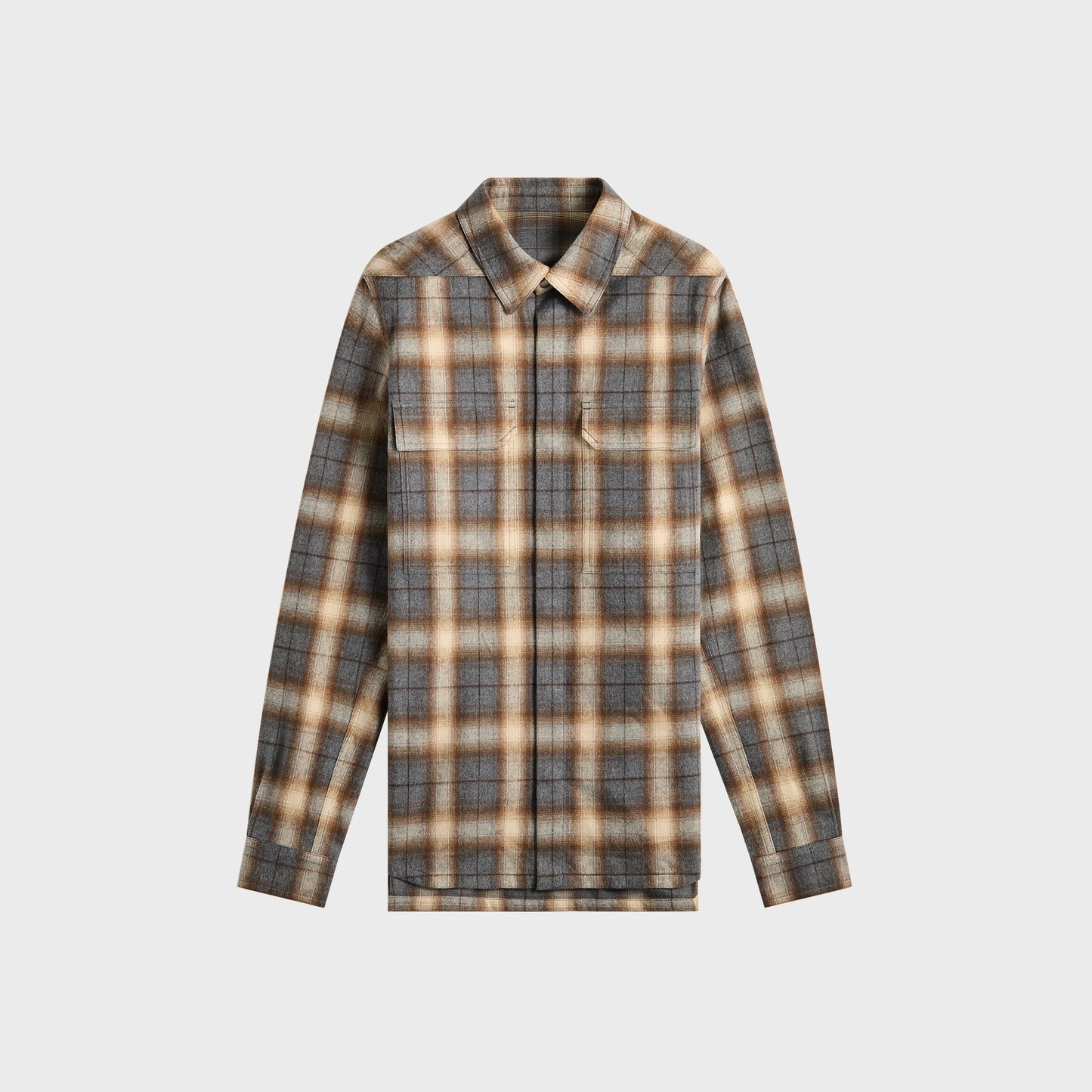 Men Kith Rick Owens Outershirt - Grey Plaid