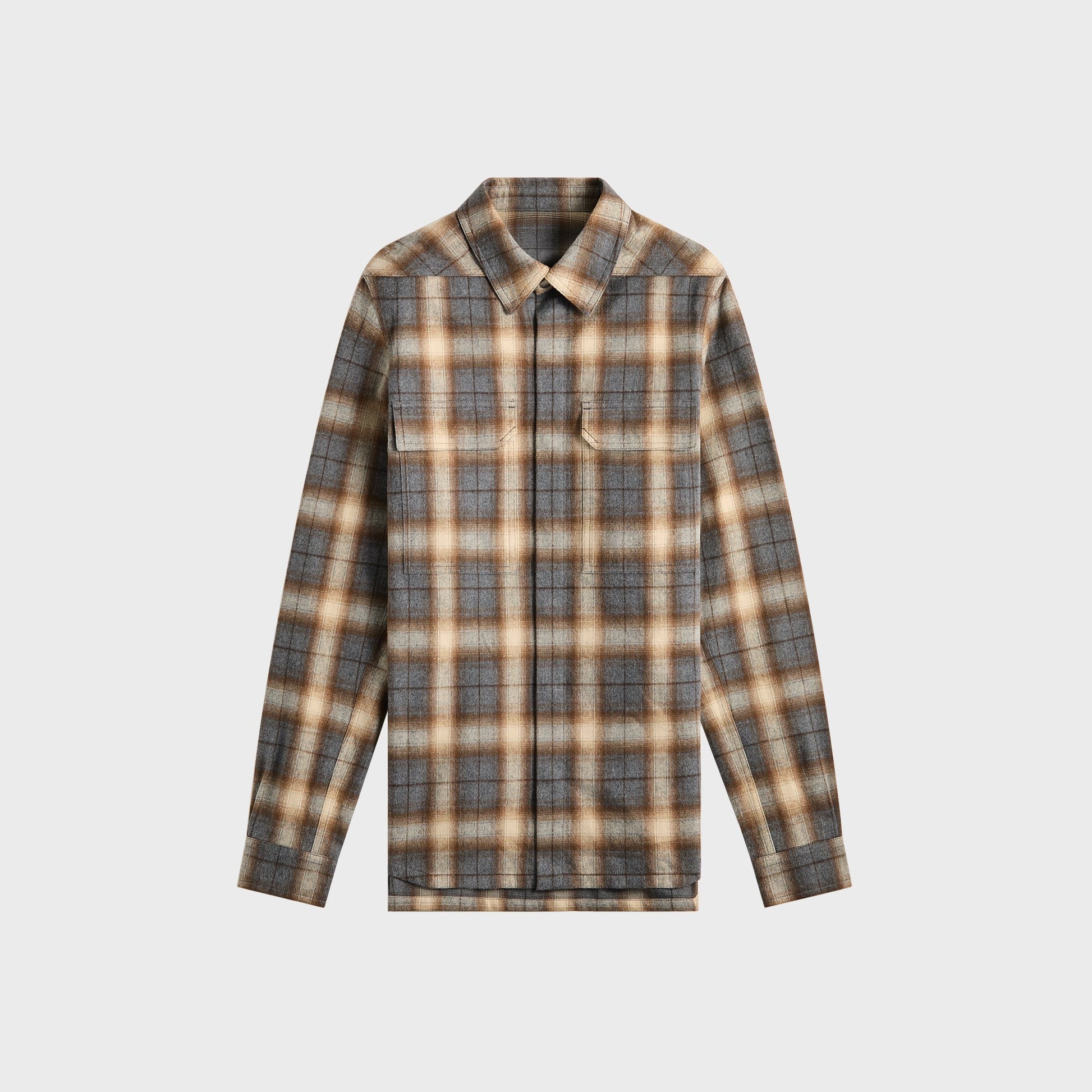 Men Kith Rick Owens Outershirt - Grey Plaid