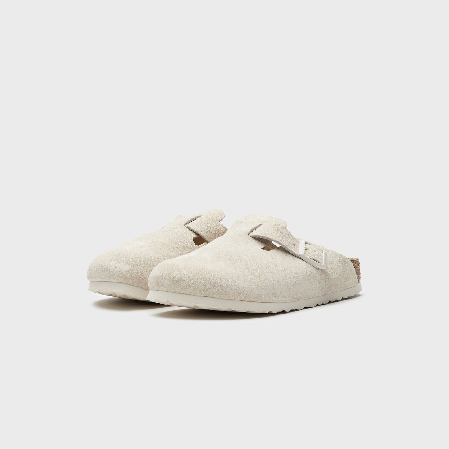 Women Kith Birkenstock Boston SFB Antique - White Suede