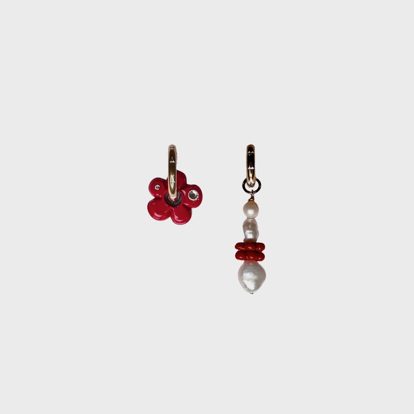 Women Kith Notte Lucky Wildflower Pearly Earrings - Red
