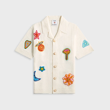 Men Kith Casablanca Crochet Shirt With Patches - White