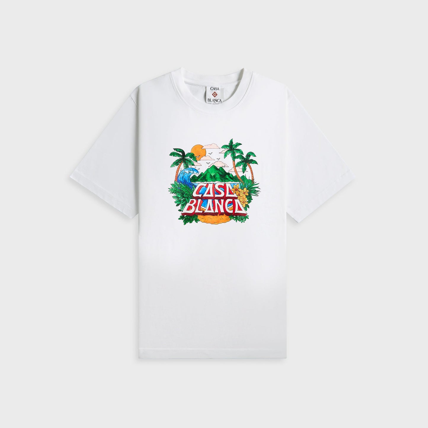 Men Kith Casablanca Casa Beach Wave Printed Oversized Tee - White