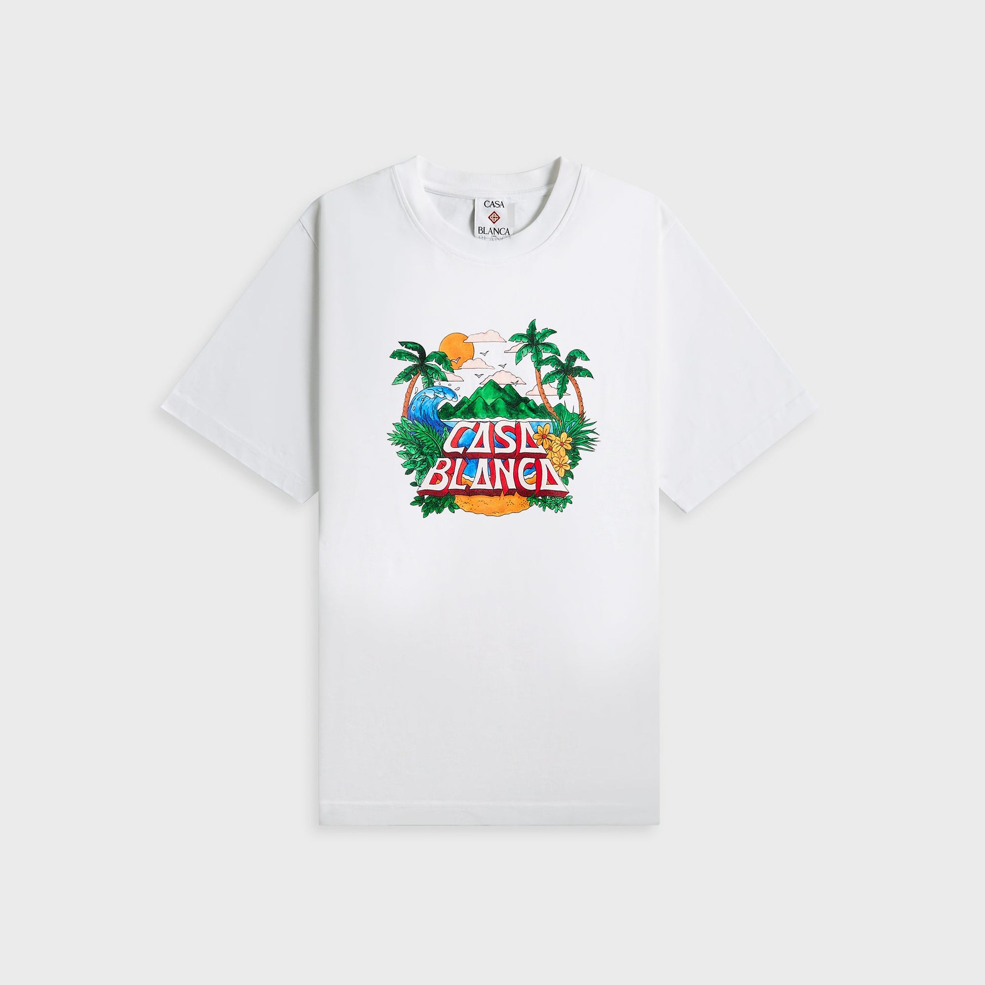 Men Kith Casablanca Casa Beach Wave Printed Oversized Tee - White