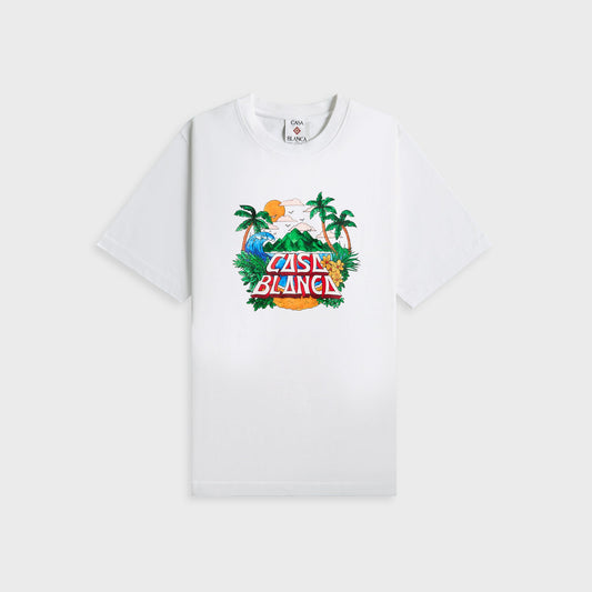 Men Kith Casablanca Casa Beach Wave Printed Oversized Tee - White