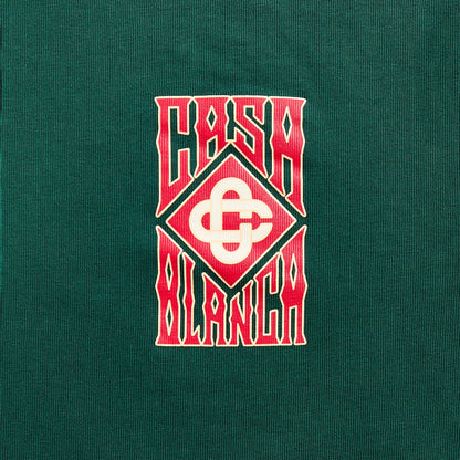 Men Kith Casablanca Gothic Stacked Logo Screen Printed Tee - Green