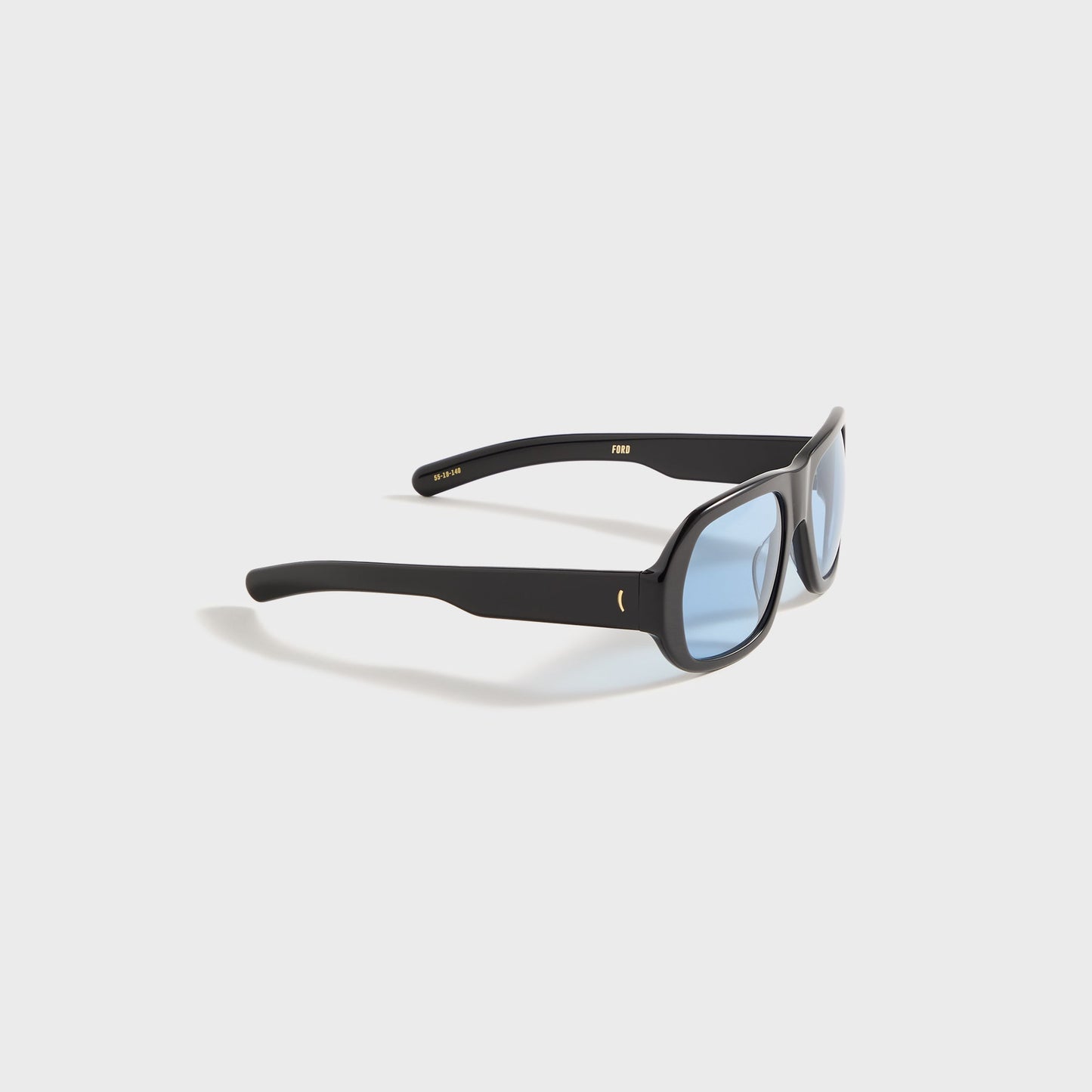 Men Kith Flatlist Ford - Solid Black / Solid Blue Lens