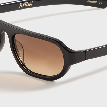 Men Kith Flatlist Penn - Solid Black / Brown Gradient Lens
