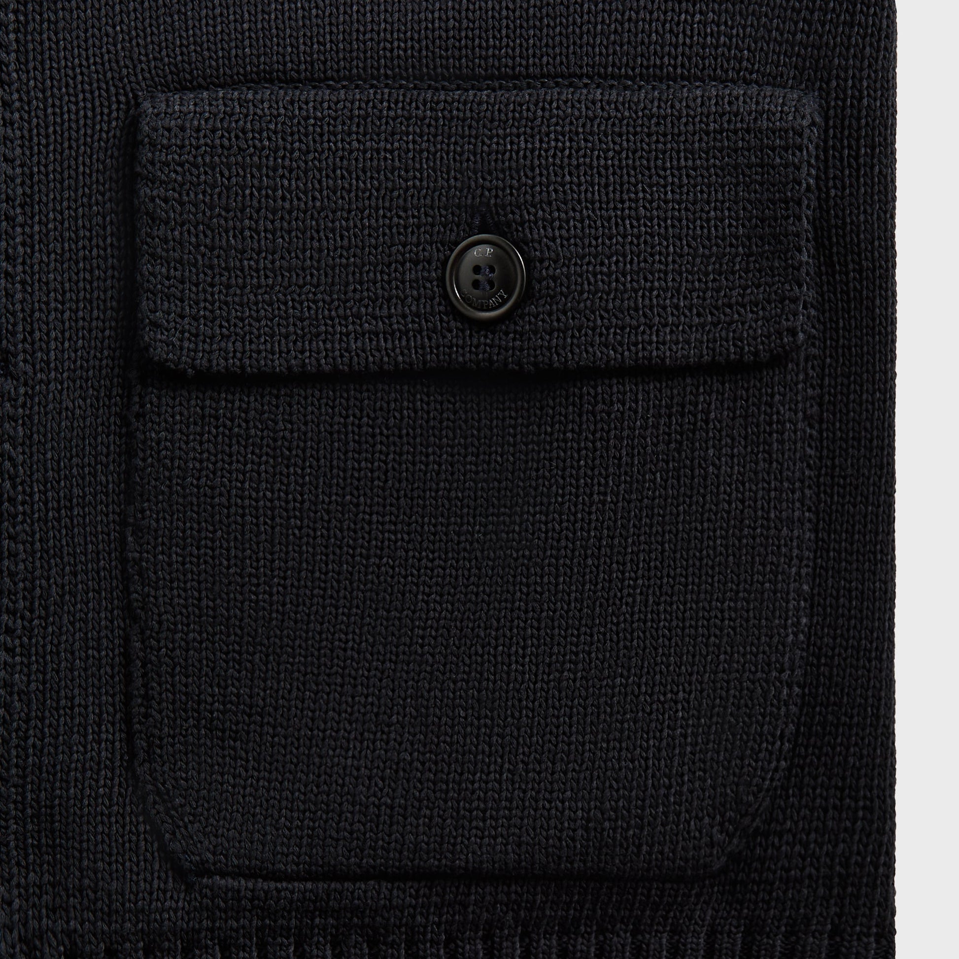 Men Kith C.P. Company Compact Cotton Full Button Lens Knit - Total Eclipse