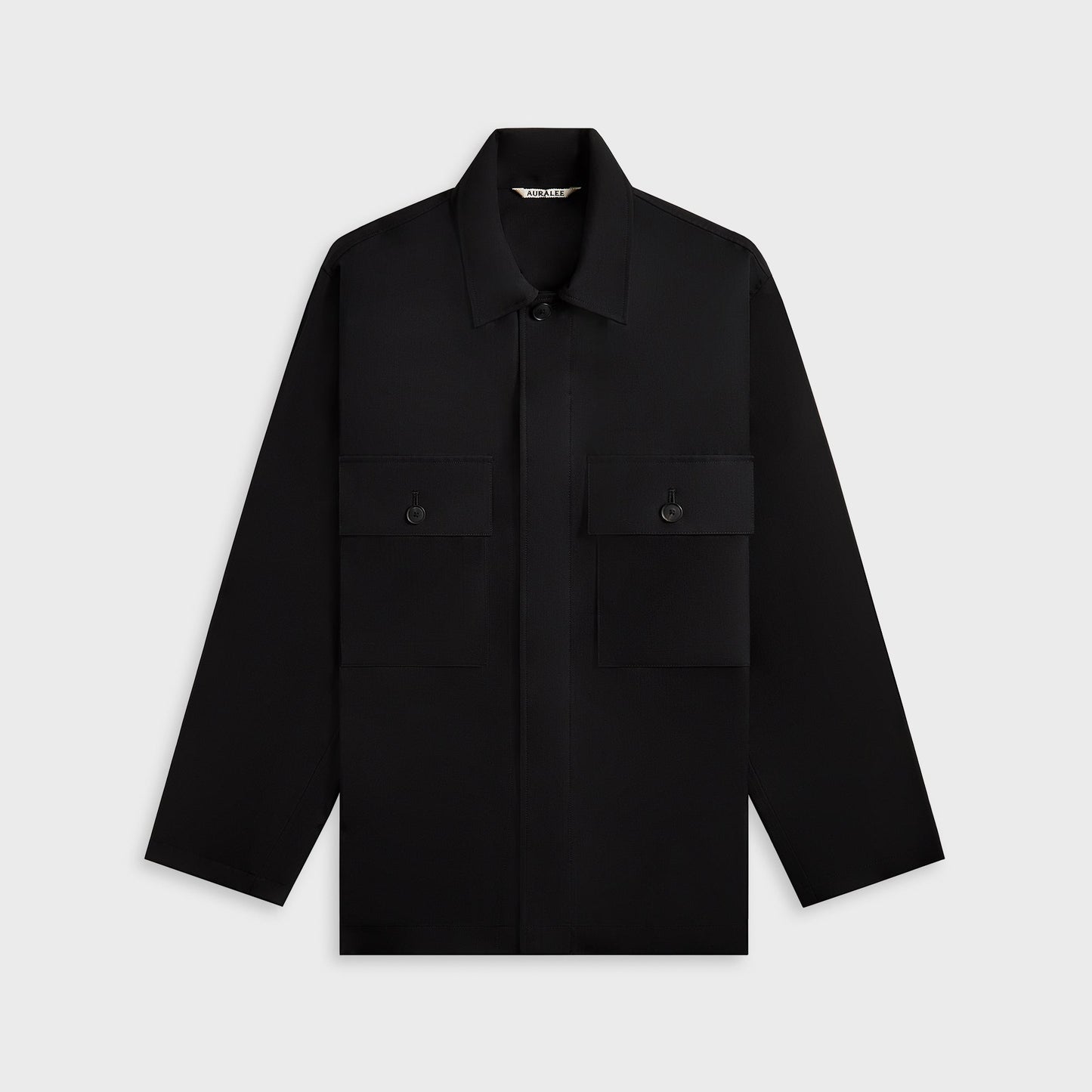 Men Kith Auralee Wool Herringbone Over Shirt - Black