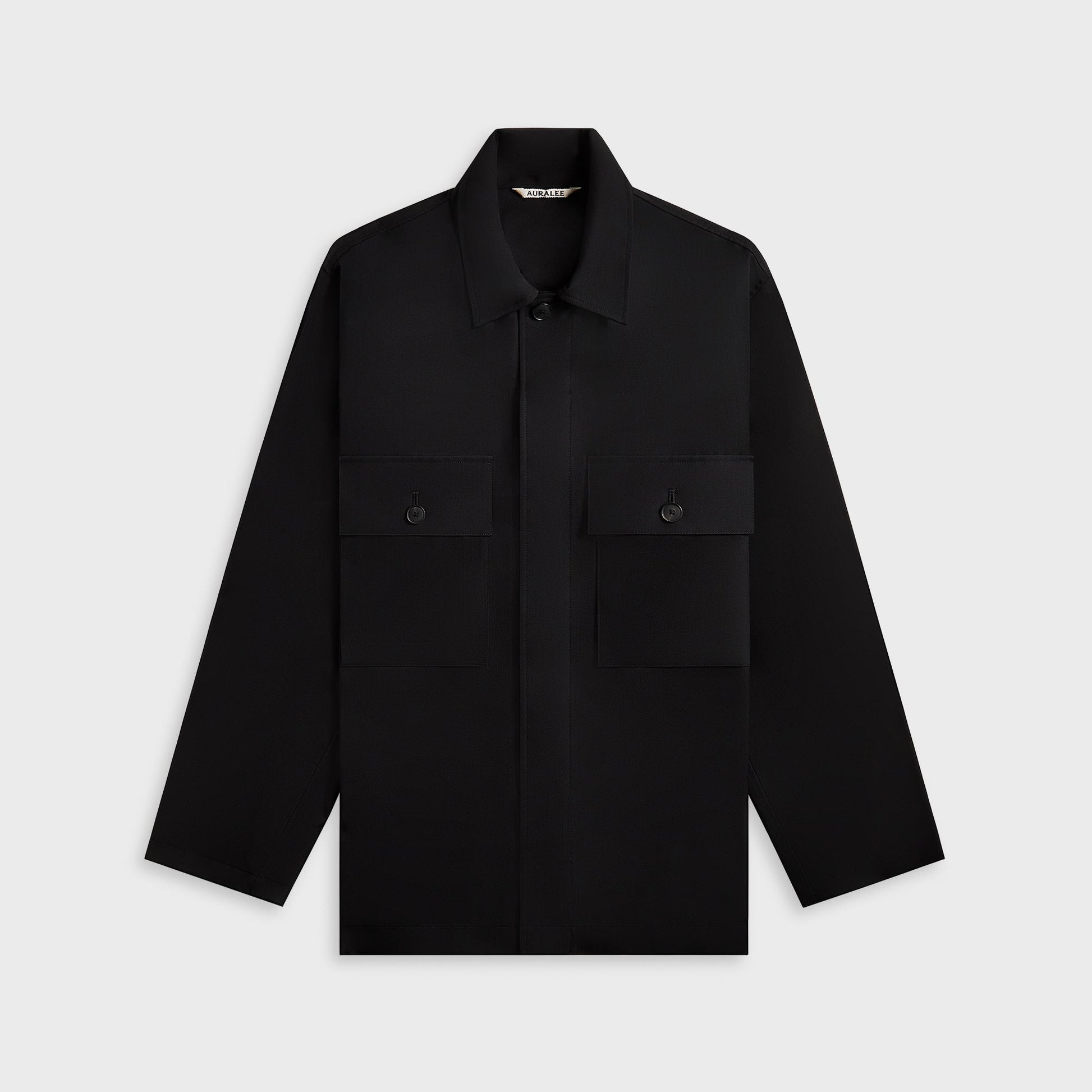 Men Kith Auralee Wool Herringbone Over Shirt - Black