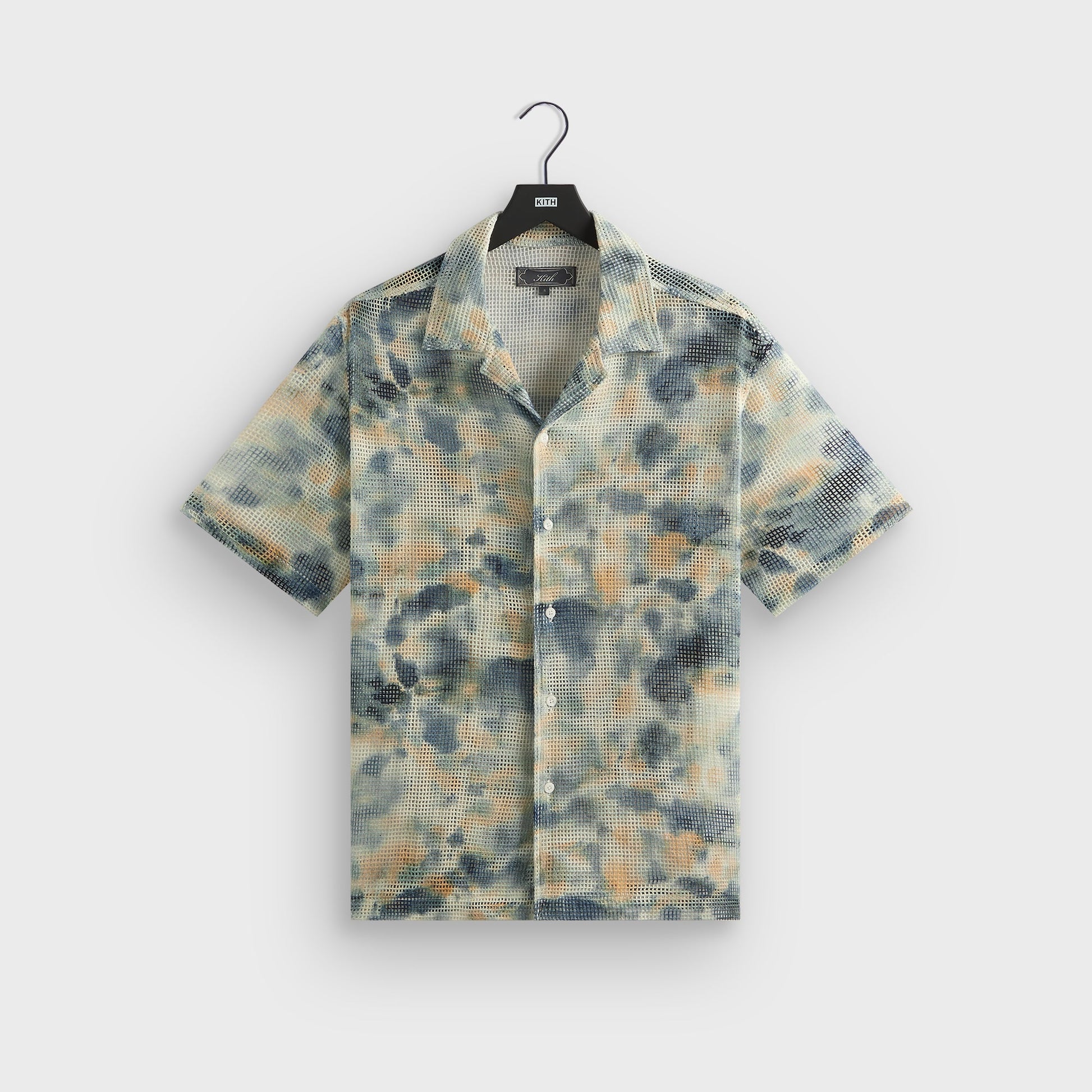 Men Kith Kith Cotton Mesh Thompson Camp Collar Shirt - Cyanotype