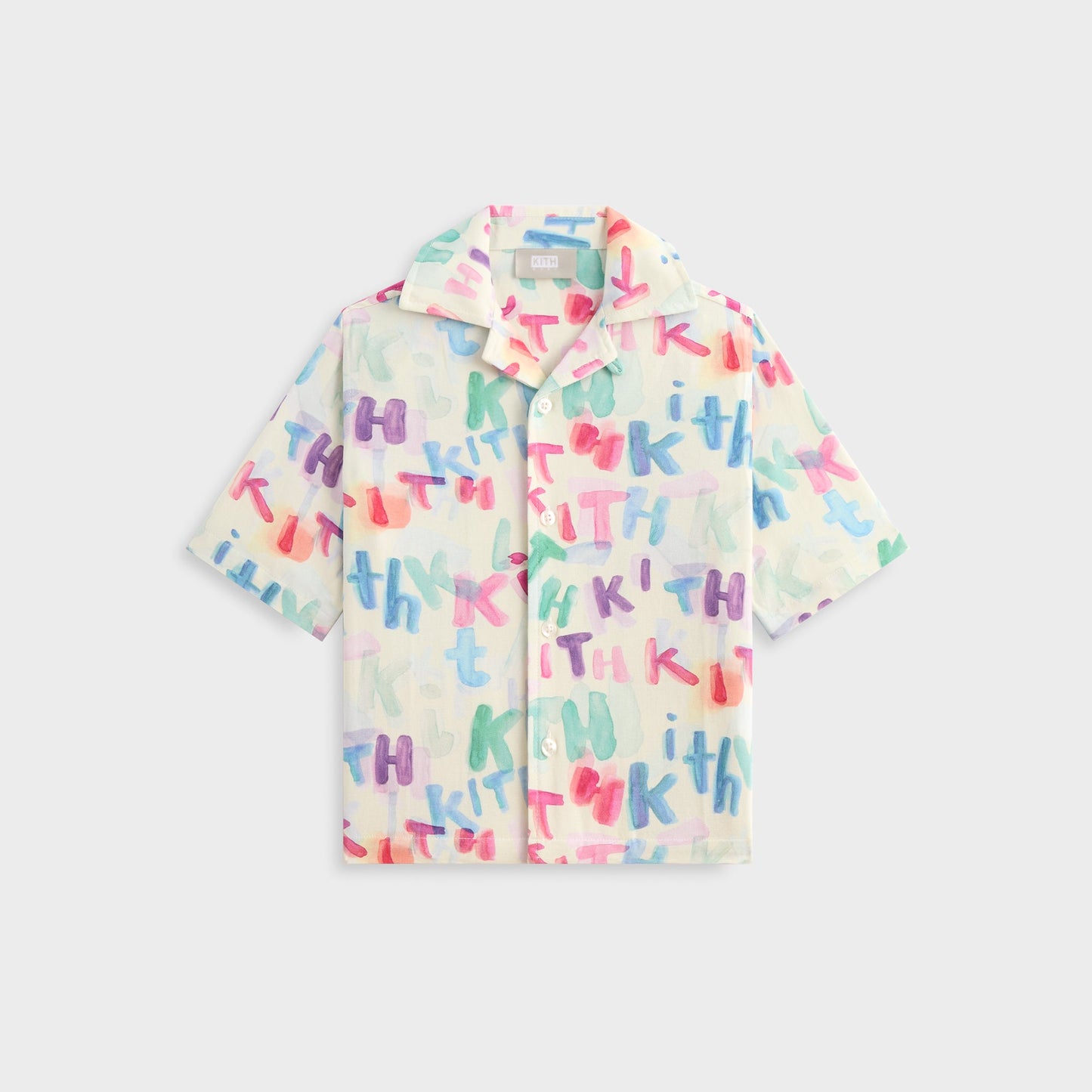 Kids Kith Kith Kids Watercolor Camp Shirt - White