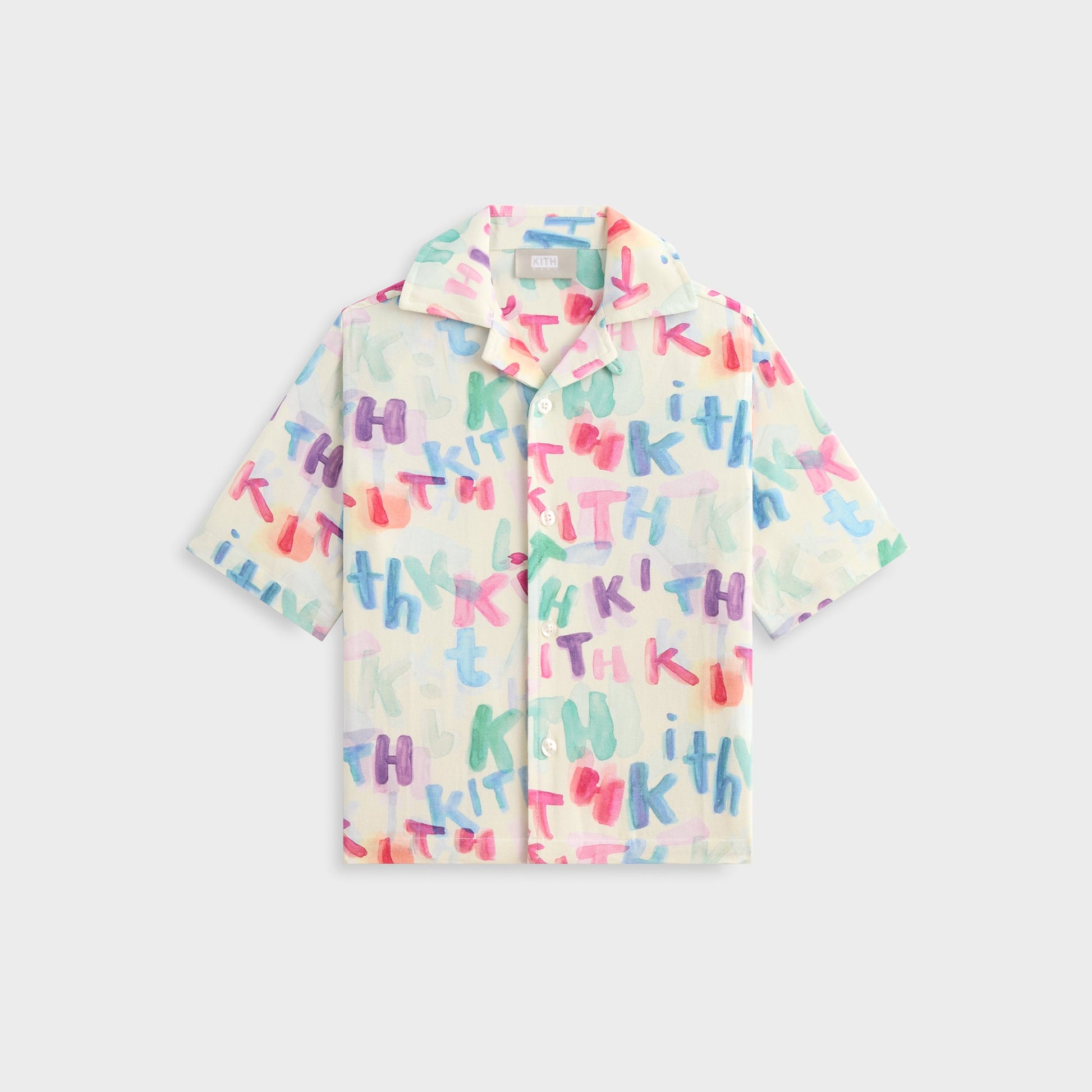 Kids Kith Kith Kids Watercolor Camp Shirt - White