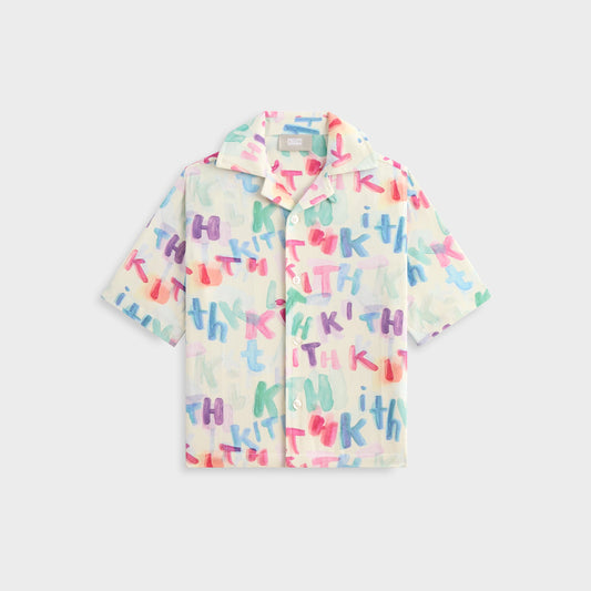 Kids Kith Kith Kids Watercolor Camp Shirt - White