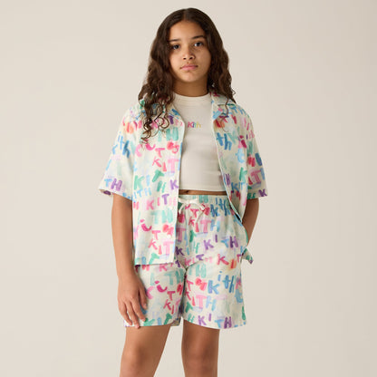 Kids Kith Kith Kids Watercolor Camp Shirt - White