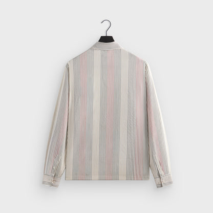 Kids|Men Kith Kith Seersucker Long Sleeve Boxy Collared Overshirt - White