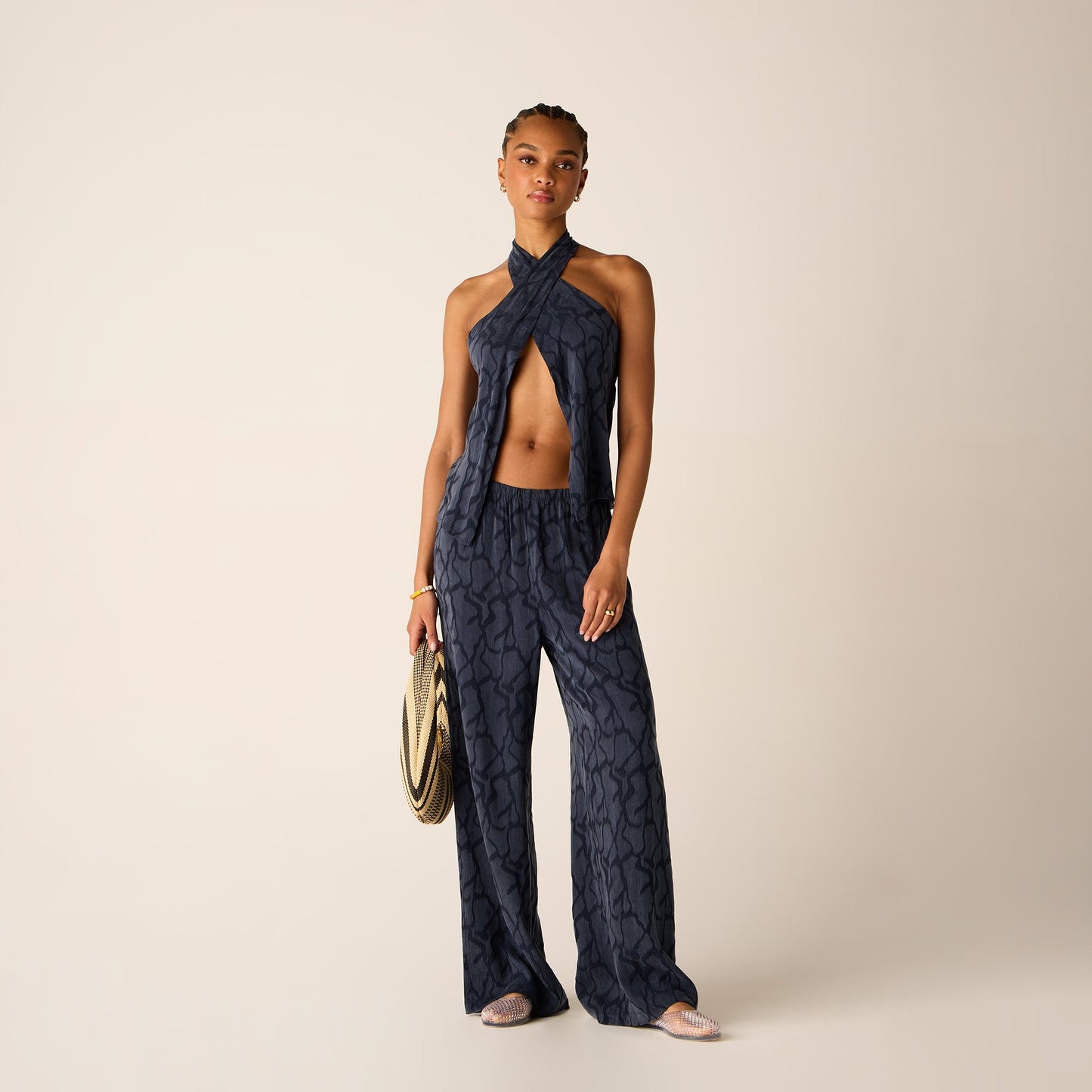 Women Kith Kith Women Ida Wavy Jacquard Pant - Nocturnal