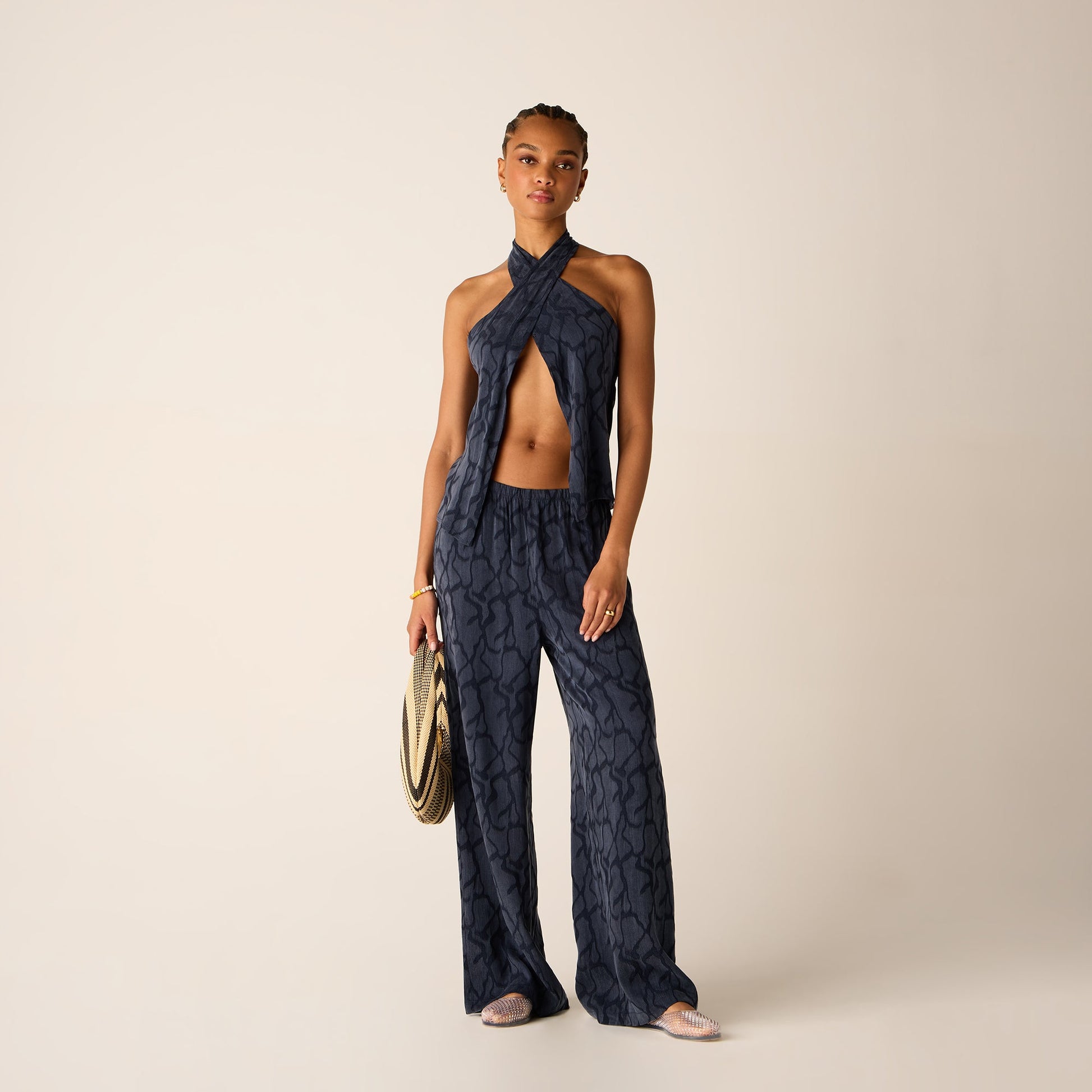 Women Kith Kith Women Ida Wavy Jacquard Pant - Nocturnal