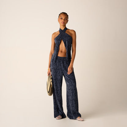 Women Kith Kith Women Ida Wavy Jacquard Pant - Nocturnal