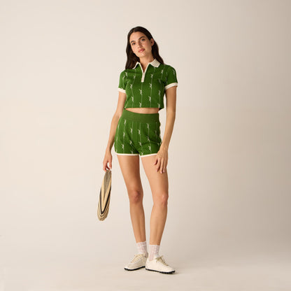 Women Kith Kith Women Mica Pique Logo Knit Short - Turf