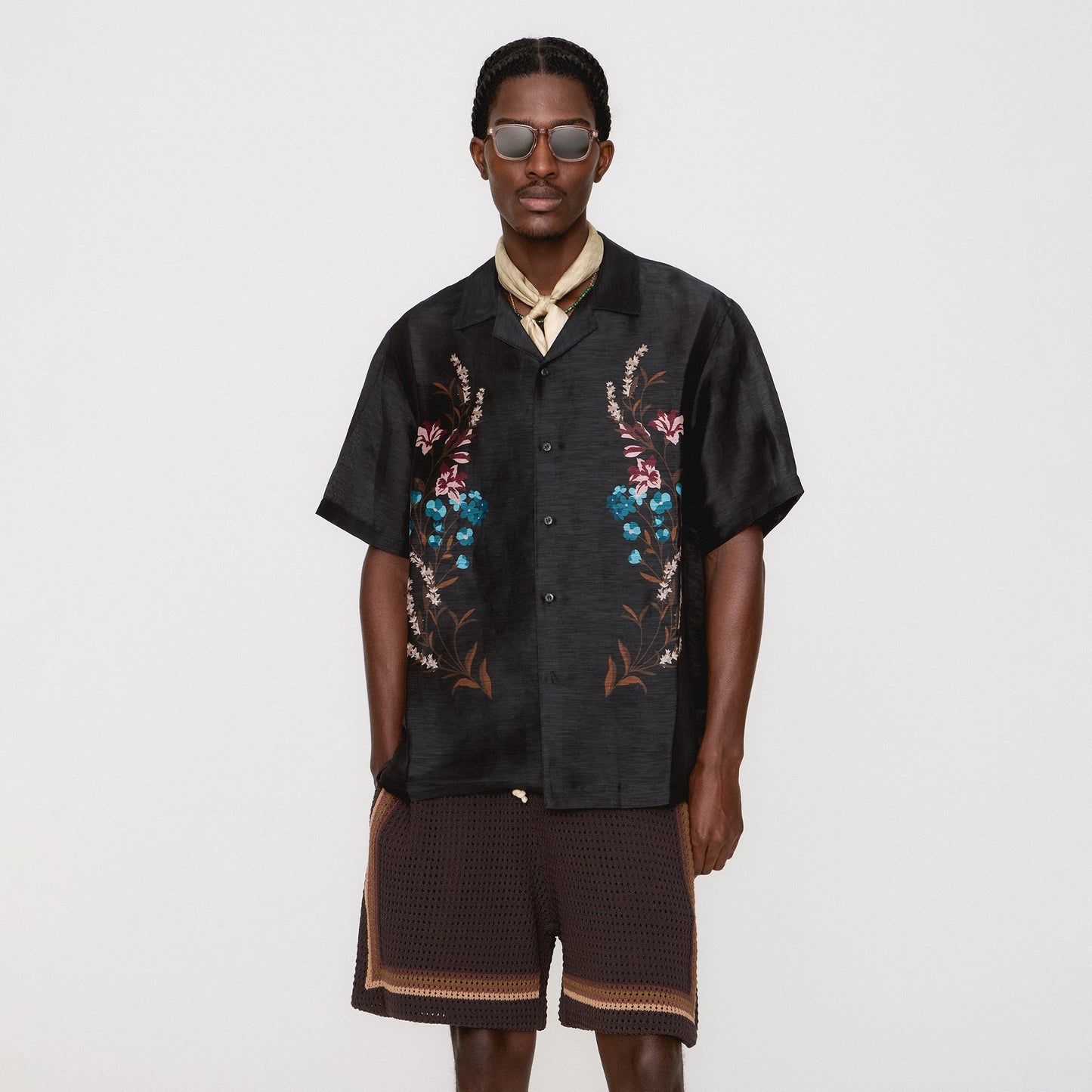 Men Kith Kith Linen Thompson Camp Collar Shirt - Black