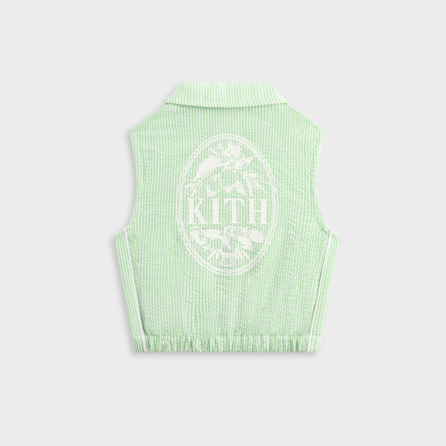 Kids Kith Kith Kids Seersucker Cropped Button Front Tank - Honeydew