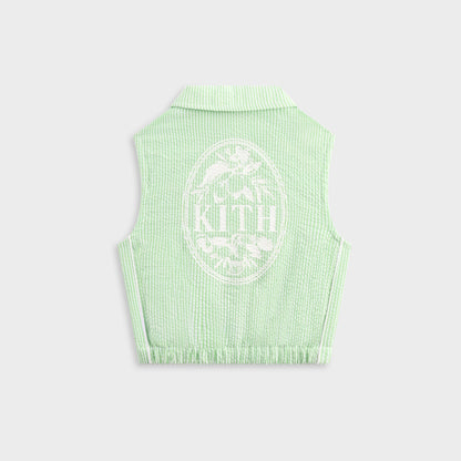 Kids Kith Kith Kids Seersucker Cropped Button Front Tank - Honeydew