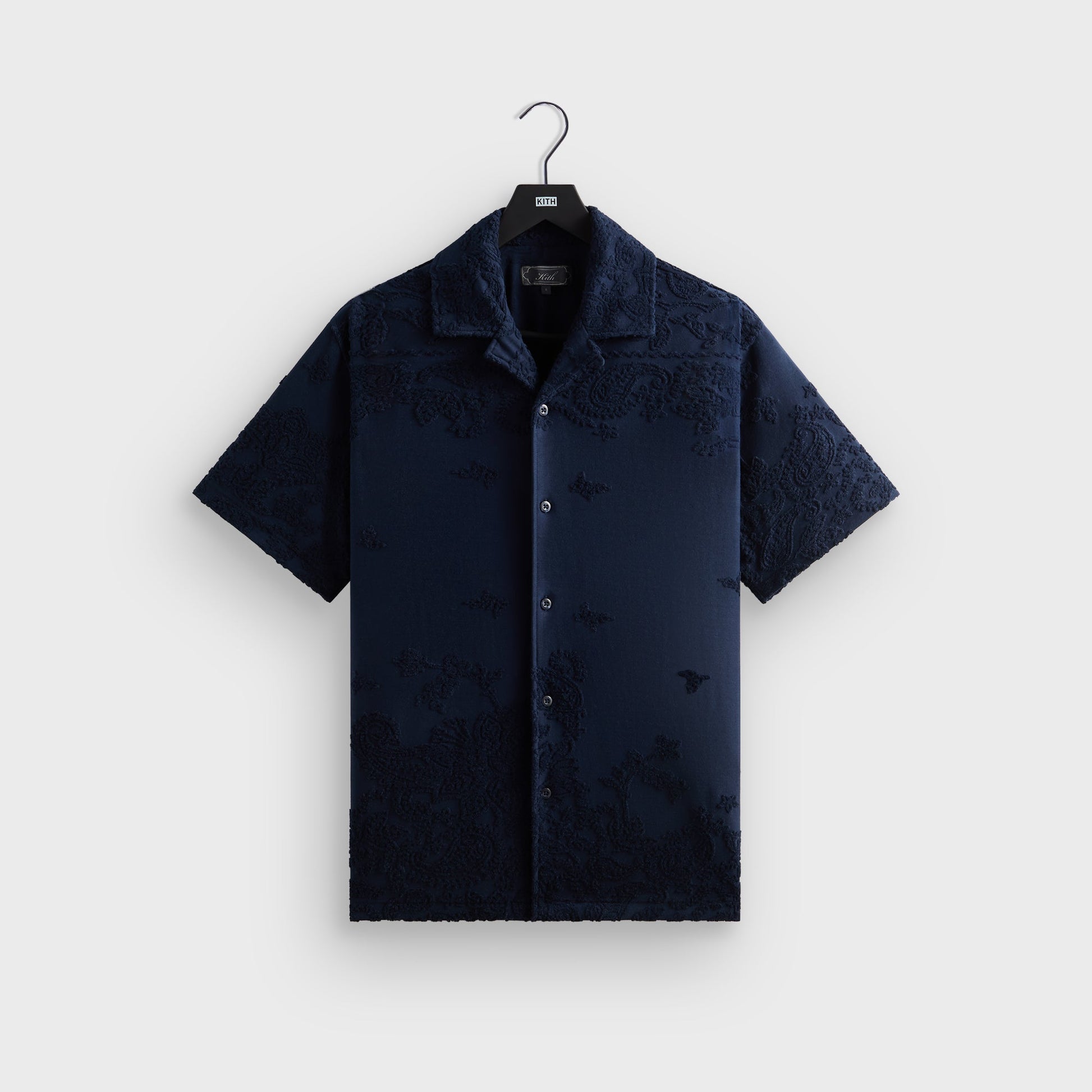 Men Kith Kith Bandana Micro Terry Thompson Camp Collar Shirt - Nocturnal