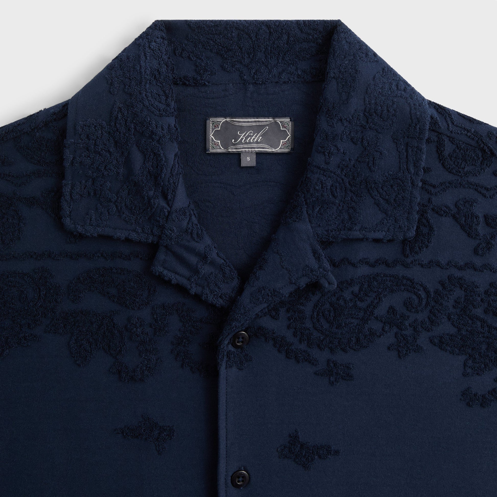 Men Kith Kith Bandana Micro Terry Thompson Camp Collar Shirt - Nocturnal
