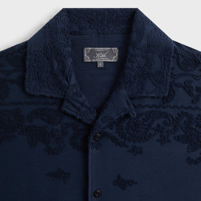 Men Kith Kith Bandana Micro Terry Thompson Camp Collar Shirt - Nocturnal