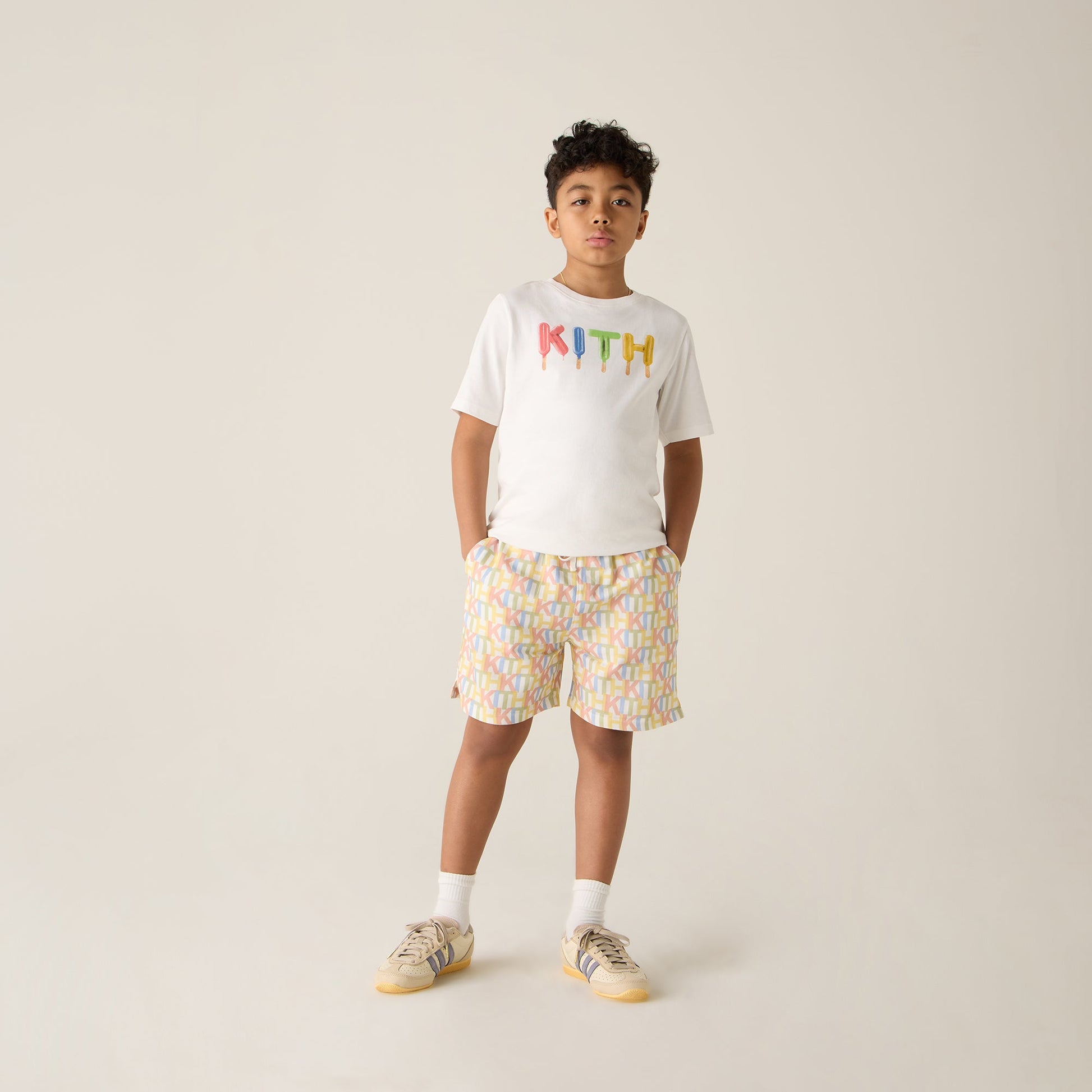 Kids Kith Kith Kids Monogram Thompson Camp Short - Silk