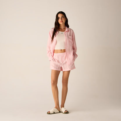 Women Kith Kith Women Ora II Sheer Stripe Shirt - Abelia