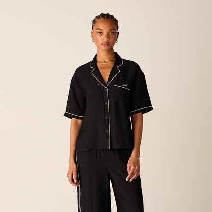 Women Kith Kith Women Elena Snap Front Shirt - Black