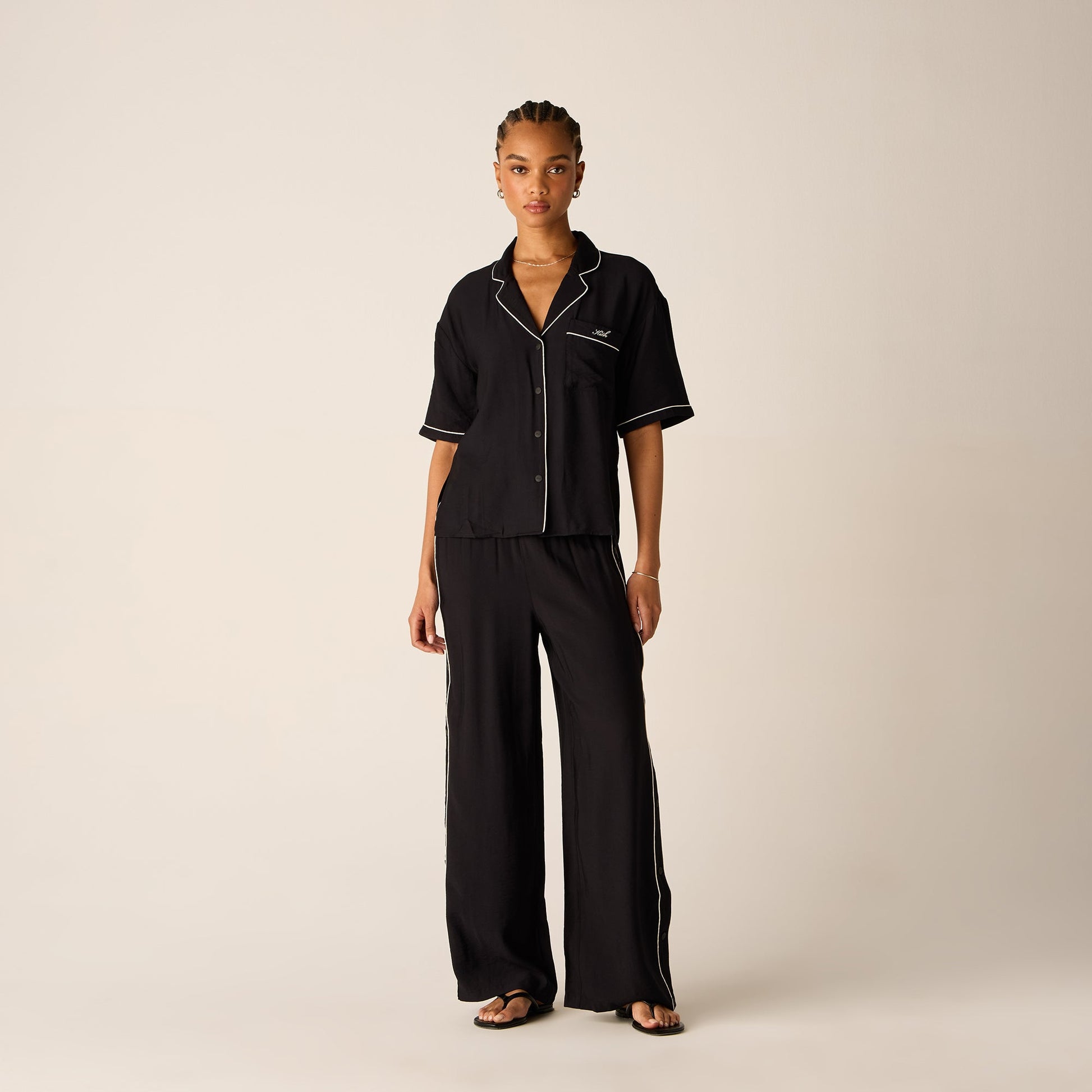 Women Kith Kith Women Elena Snap Front Shirt - Black