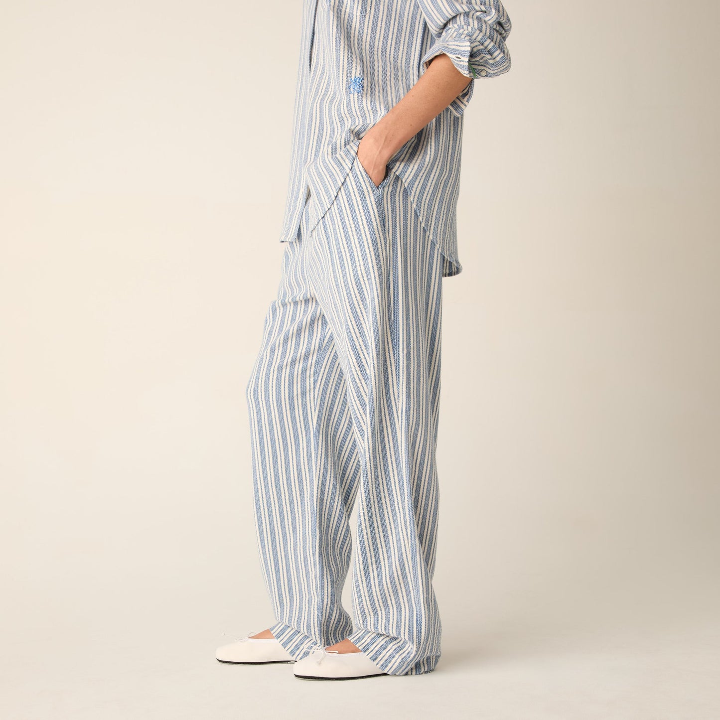 Women Kith Kith Women Miles II Dobby Stripe Pants - Royal