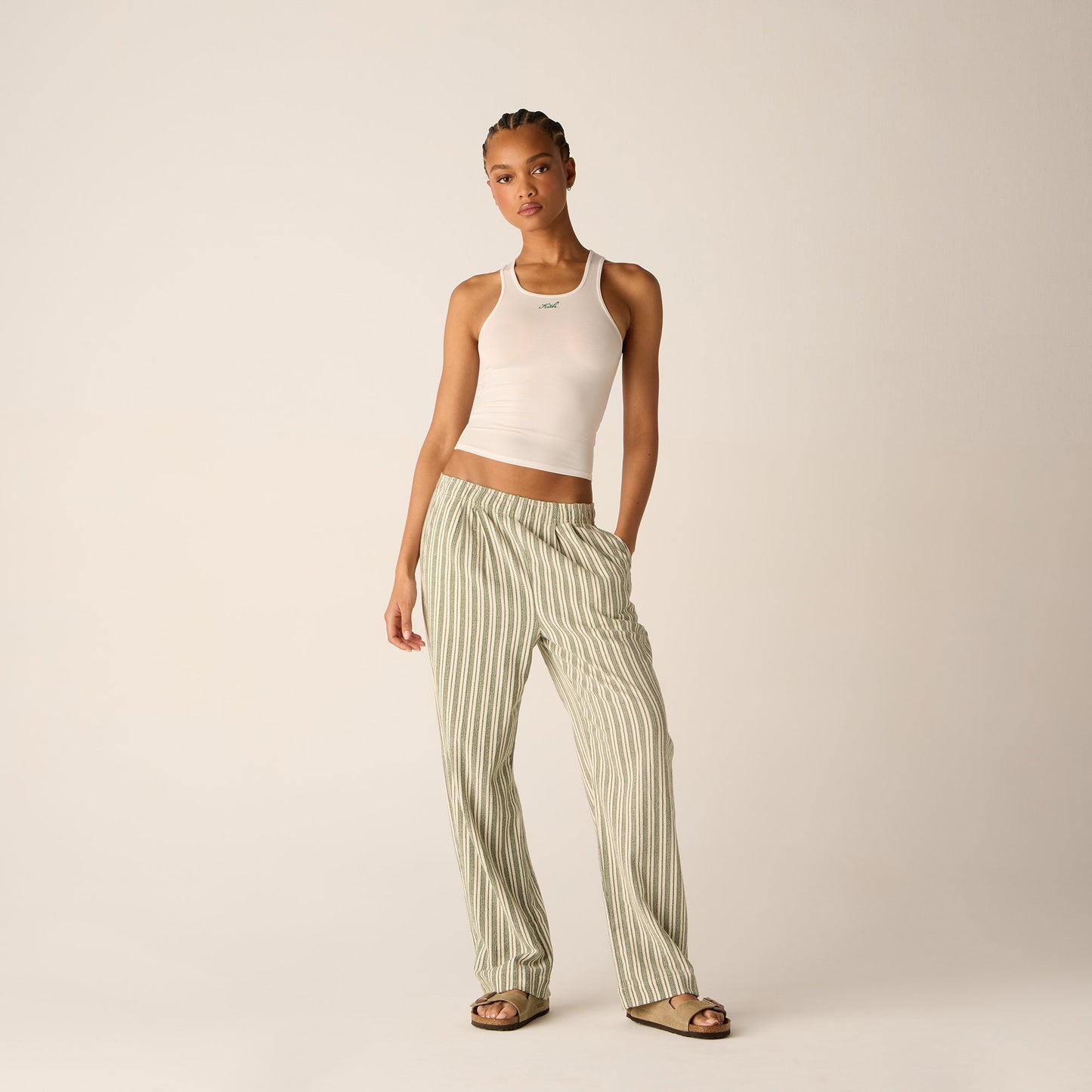 Women Kith Kith Women Miles II Dobby Stripe Pants - Turf