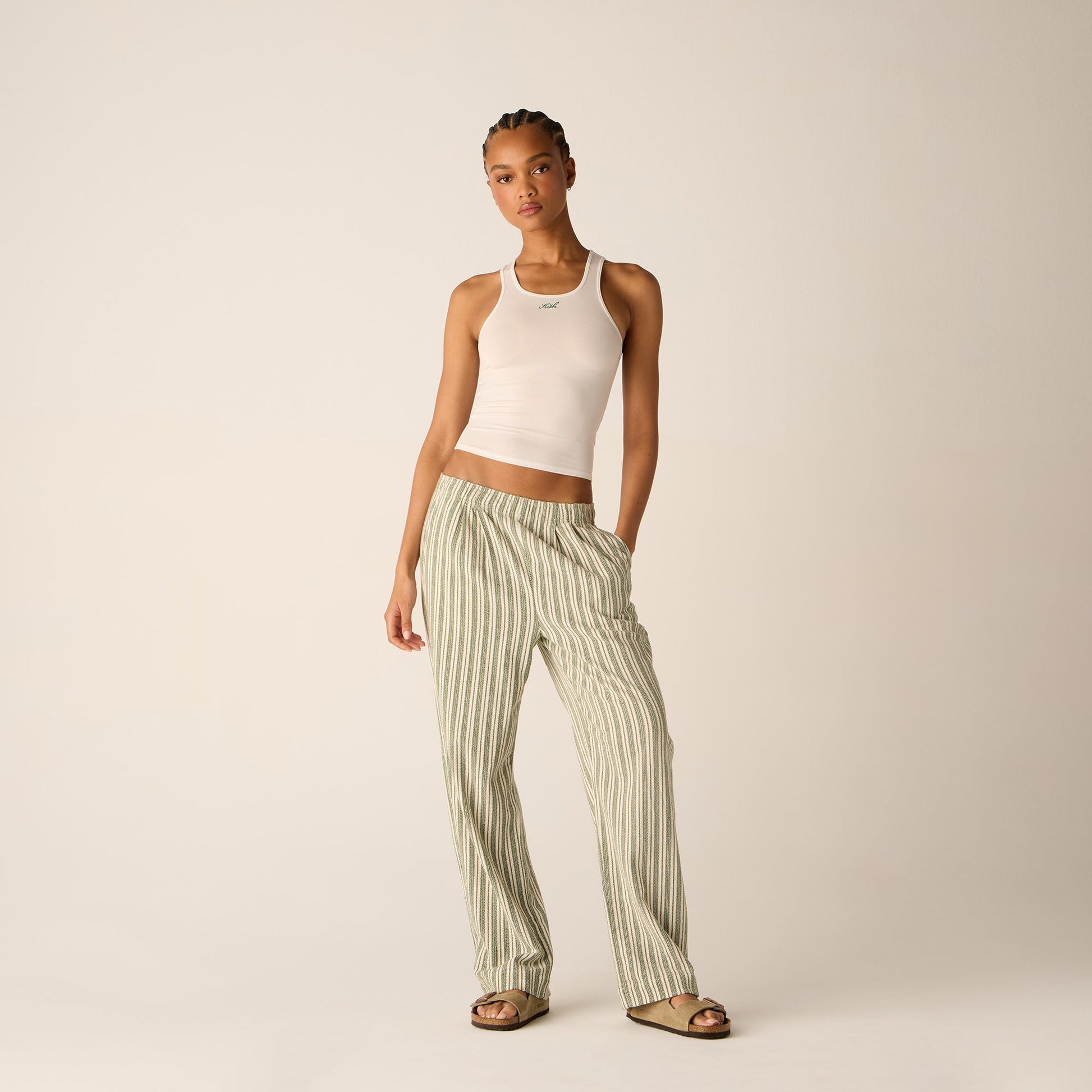 Women Kith Kith Women Miles II Dobby Stripe Pants - Turf