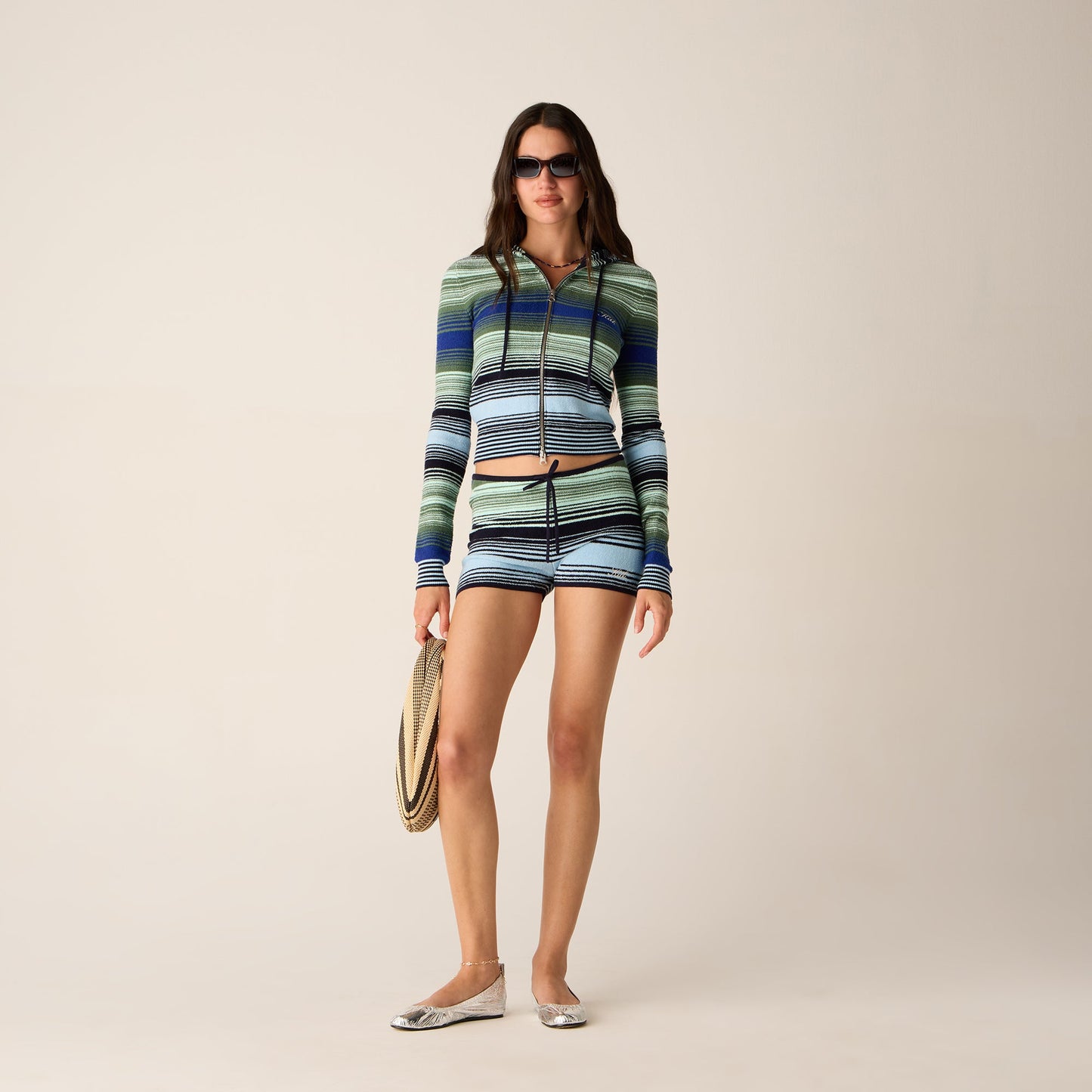 Women Kith Kith Women Avyn Multi Micro Sweater Short - Celeste
