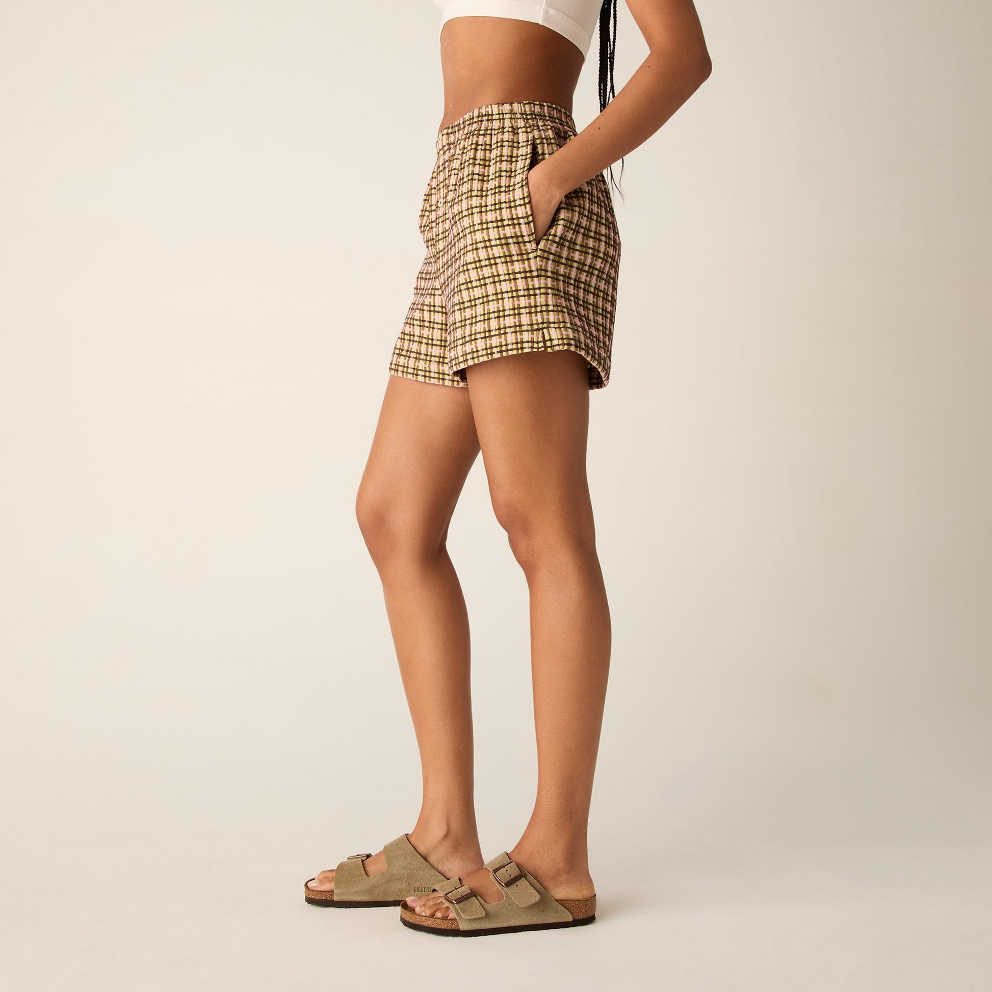 Women Kith Kith Women Ida II Bubble Check Boxer Short - Protea