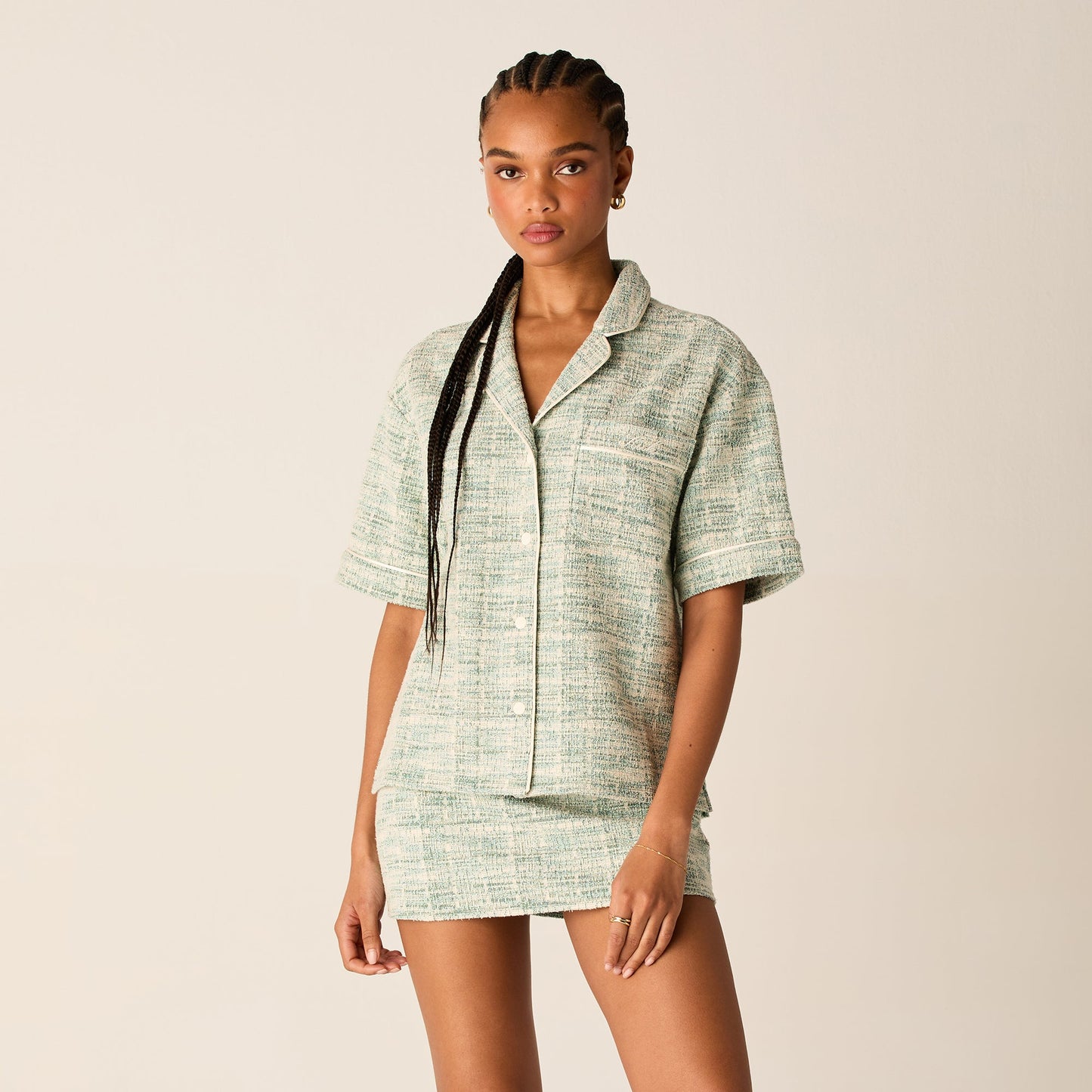 Women Kith Kith Women Tweed Camp Shirt - Mykonos
