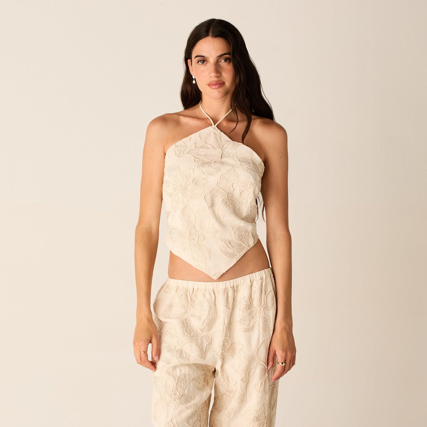 Kids Kith Kith Women Kumi Floral Embroidered Halter - Sandrift
