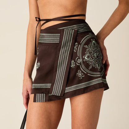 Women Kith Kith Women Mako Medallion Wrap Skirt - Incognito