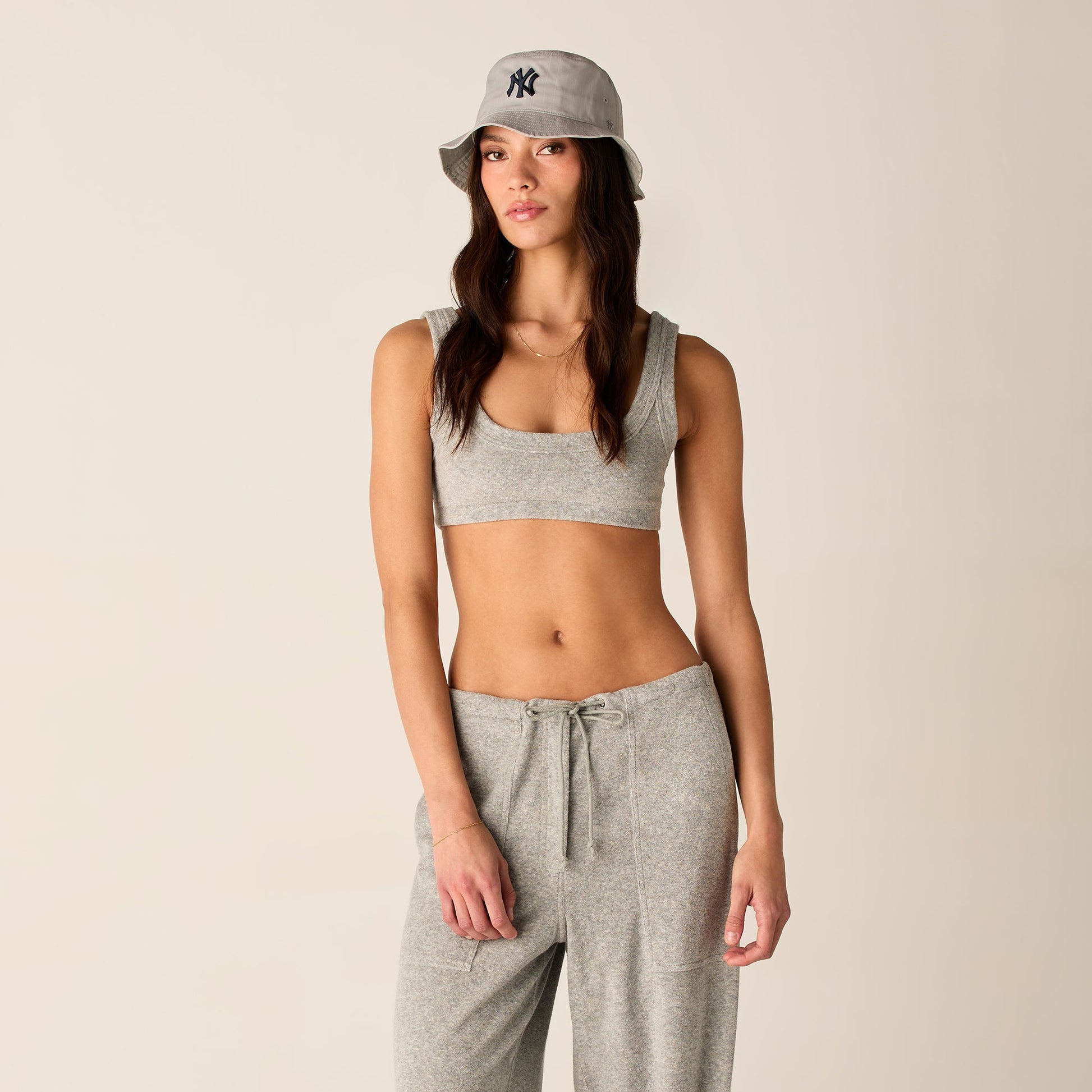 Women Kith Kith Women Elle II U-Neck Towel Terry Bra - Medium Heather Grey