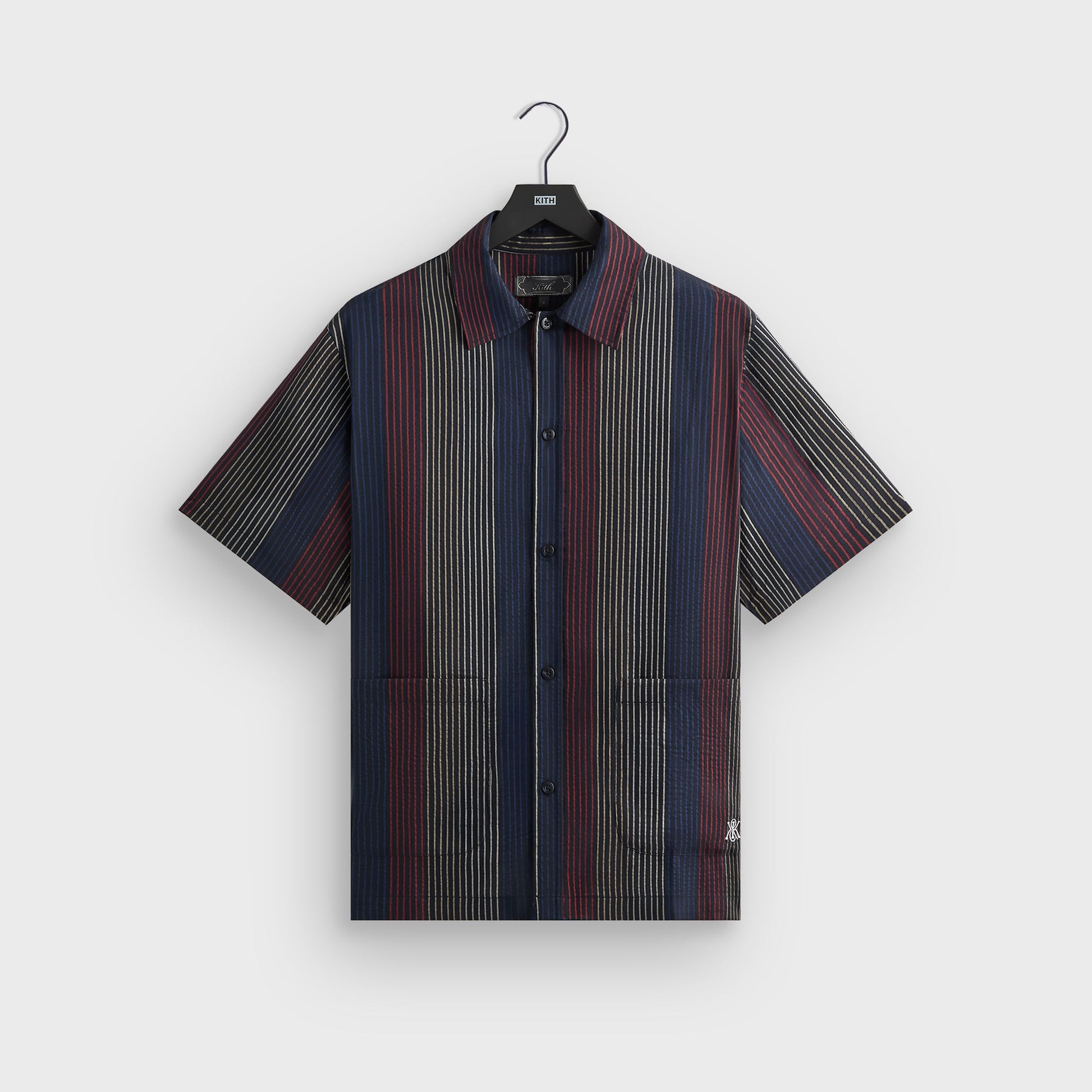 Men Kith Kith Seersucker Boxy Collared Overshirt - Nocturnal