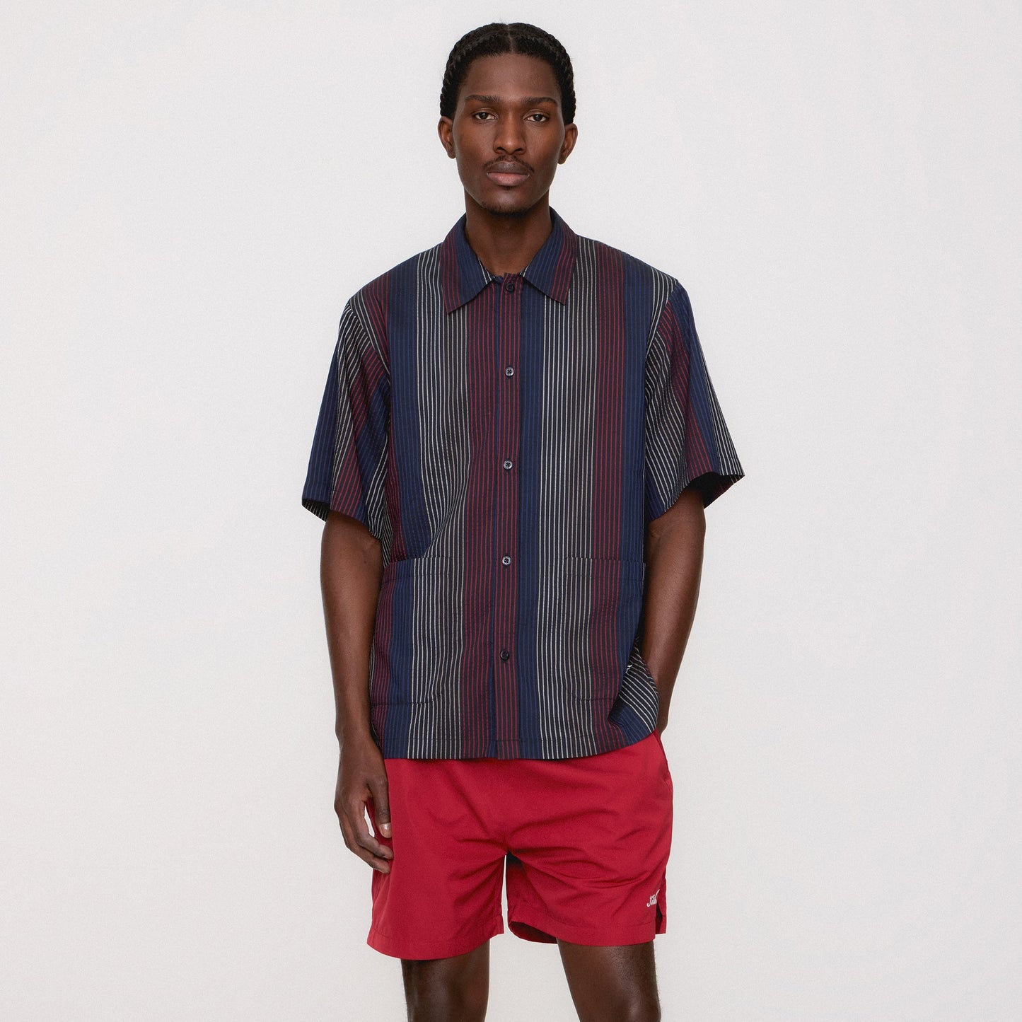 Men Kith Kith Seersucker Boxy Collared Overshirt - Nocturnal